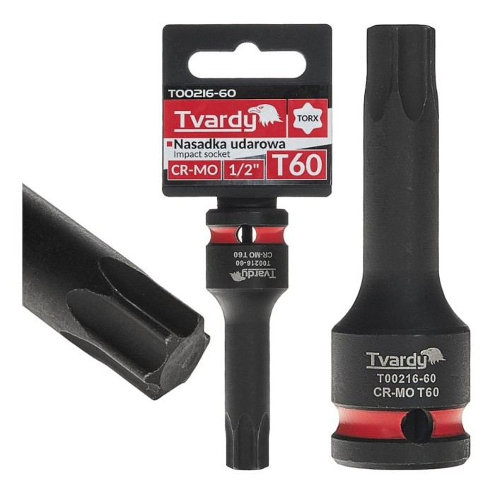Cheie tubulara de impact TORX 1 / 2&quot;, T60, Cr-Mo, Tvardy T00216-60