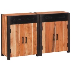 vidaXL Bufet 2 pcs Maro 110 x 30 x 75 cm Lemn masiv de acacia