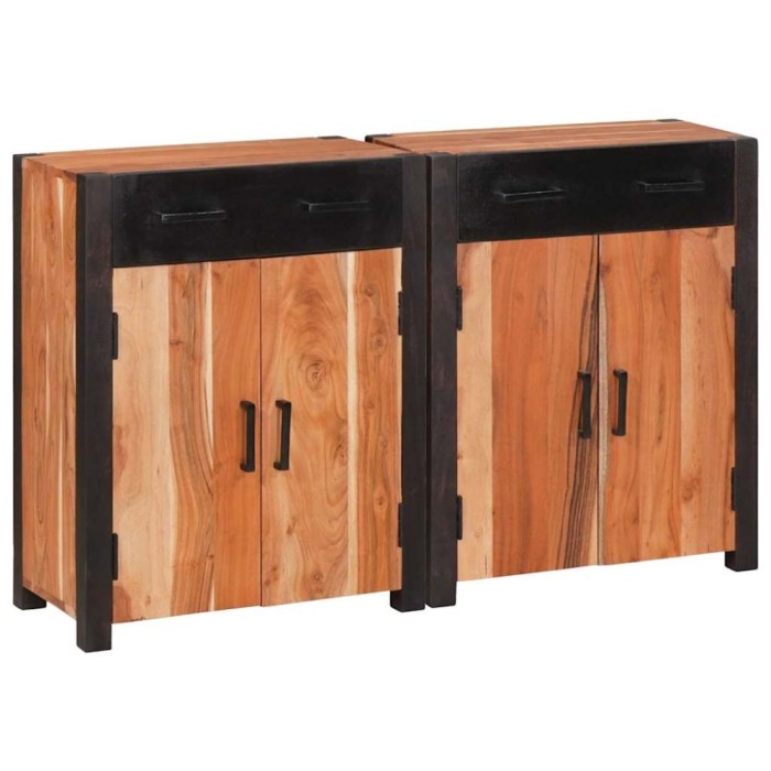vidaXL Bufet 2 pcs Maro 110 x 30 x 75 cm Lemn masiv de acacia 3321526
