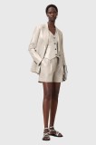 AllSaints pantaloni scurți din in AVERIE culoarea argintiu, uni, medium waist, W069QC