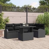 VidaXL Set de canapele pentru grădină 6 pcs Negru 100 x 55 x 73 cm