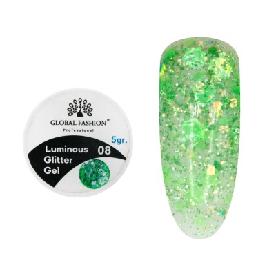 Gel luminiscent Luminous Glitter Gel cu sclipici hexagon 5g, 08 foto