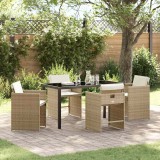 vidaXL Set de masă pentru grădină 5 pcs Bej poliratan