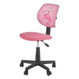 Scaun birou copii HM Bingo, stofa, baza polipropilena, inaltime reglabila, rotatie 360 , 70 kg, roz