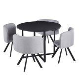 Cumpara ieftin Set mobilier dining negru gri Bevan 100x73 cm, 67x45x69 cm