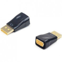 Mini adaptor Gembird A-MDPM-VGAF-01 DisplayPort la VGA 8g Negru foto