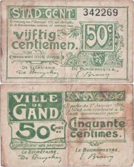 1916 ( 1 I ) , 50 centiemen - Gent ( Belgia )