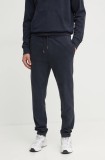 Boss Orange pantaloni de trening din bumbac culoarea albastru marin, neted, 50524459
