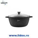 Oala cu capac Samus TOL30-OC, TOLEDO LINE, 30x13.5 cm, 7.9l, Capac din sticla termorezistenta, Negru