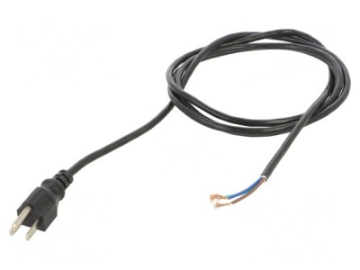 Cablu de Alimentare 3x18AWG NEMA 5-15 PVC 2m Negru 7A foto