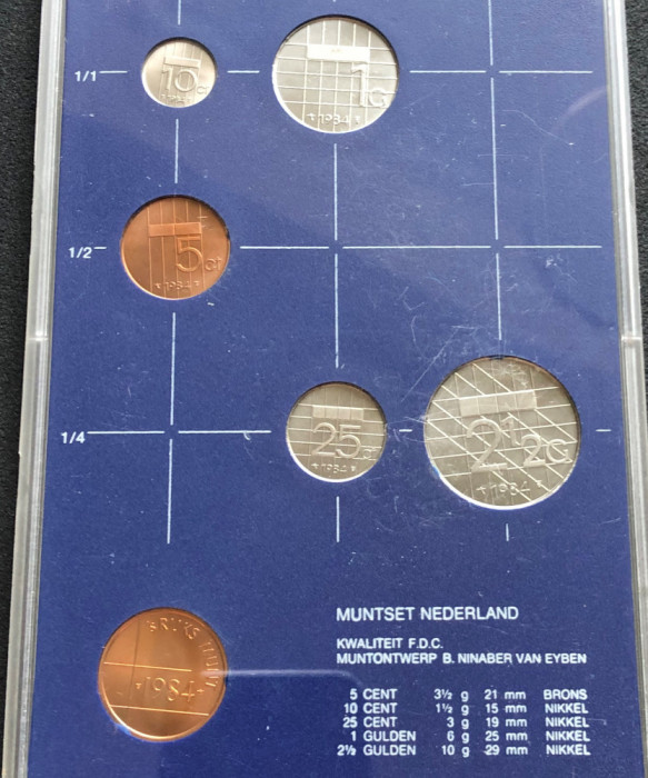 Olanda 5 10 25 centi 1 2 1/2 guldeni 1984