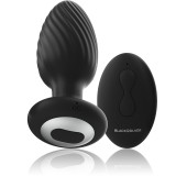Black&amp;silver-Welss Plug Anal Rotator din Silicon