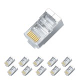 Cumpara ieftin Set 10 conectori retea RJ45 ecranati Cat6e EZ pass through pentru cablu UTP sau FTP, pini placati cu aur, carcasa metal si plastic