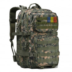 Rucsac militar, 45L, 600D polyester, steag tricolor, verde camuflaj foto