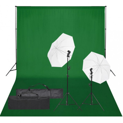 vidaXL Kit studio foto cu set de lumină și fundal foto