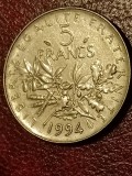 5 francs franci 1994 fish (delfin), stare UNC + luciu [poze]. Discount conform descriere [10 - 20 %. Vezi descrierea.]. Tiraj = 6.000.000