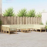 vidaXL Set de canapele de exterior cu pernă 11 pcs Alb și crem 3387149