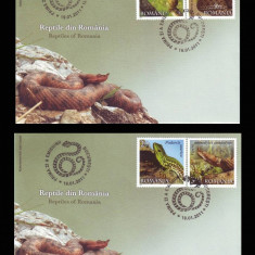 2011 Romania, 2 FDC Reptile din Romania LP 1887, plicuri prima zi