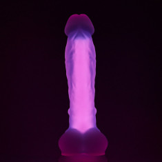 Dildo Realist Large Glow in the Dark, Silicon Moale, Roz, 21 cm