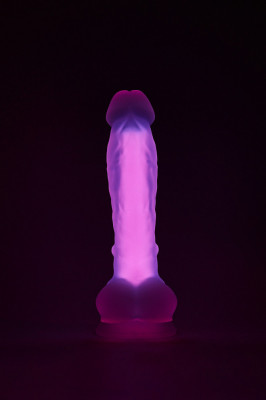 Dildo Realist Large Glow in the Dark, Silicon Moale, Roz, 21 cm foto