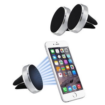 Suport auto magnetic de culoare argintie pentru telefoane mobile, prindere la ventilatie foto