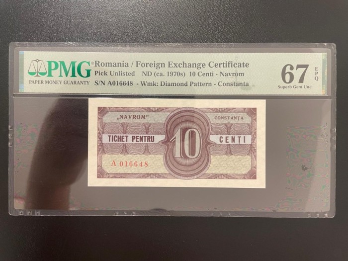 Tichet Navrom Constanta 10 centi PMG 67
