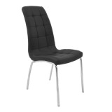 Scaun bucatarie / living fix S-02, tapitat, metal + imitatie piele, negru + crom