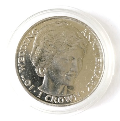 GIBRALTAR 1 CROWN 1991 A X A ANIVERSARE A NUNTII PRINTESEI DIANA LADY DI UNC IN CAPSULA (CITITI DESCRIEREA) foto