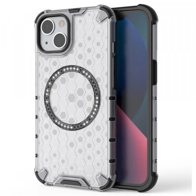 Husa MagSafe pentru Apple iPhone 14, Techsuit, HoneyComb Shield, Alba foto