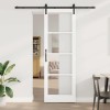 Ușă Glisantă cu Set Hardware &#039;ORKDAL&#039;Alb Lemn Masiv &amp; Sticlă