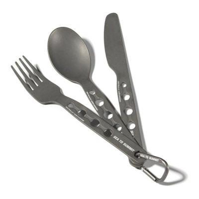 Tacamuri camping din aluminiu anodizat Sea To Summit Alphaset Cutlery Set (cutit, furculita, lingura) OutsideGear Venture foto