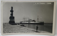 CONSTANTA , FARUL SI UN VAS DE PASAGERI , FOTOGRAFIE TIP CARTE POSTALA , 1931 foto
