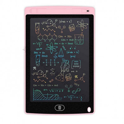 Tableta grafica de desenat pentru copii, color de 8.5 inch diagonala, cu buton de stergere si creion - Light Pink foto
