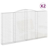 Cumpara ieftin Cosuri gabion arcuite, 2 buc, 400x30x220/240cm, fier galvanizat