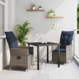 vidaXL Set de masă pentru grădină 3 pcs Gri poliratan 3379590