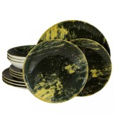 Set farfurii 12 piese, 4 persoane, Forest, Alb Ivoire cu verde