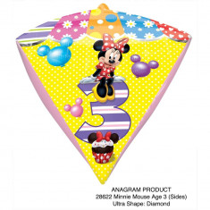 Balon folie diamonds Minnie Mouse Cifra 3 - 38x43cm, Amscan 28622 foto