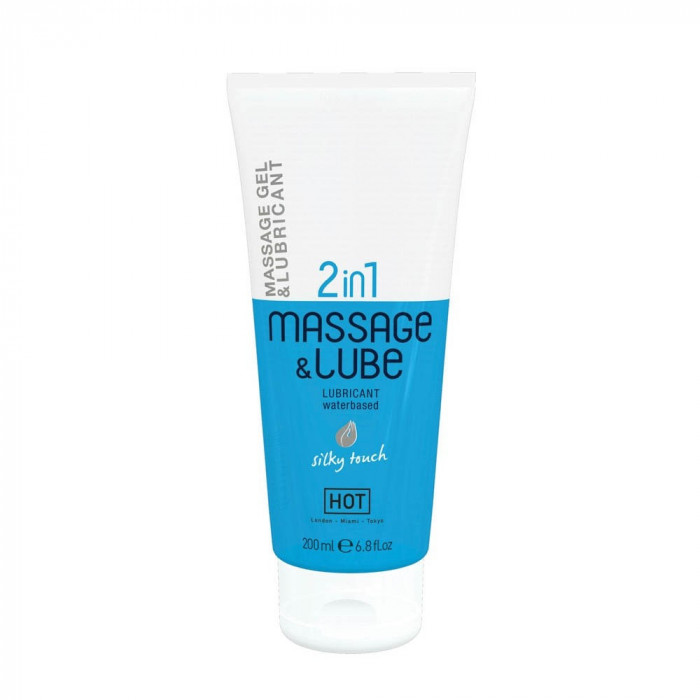 HOT Massage &amp; Glide 2in1 - Gel de Masaj cu Efect de Lubrifiant pe Bază de Apă, 200 ml