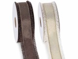 Set 2 role panglica Craciun textil auriu maro alb mm 38 x 10 m