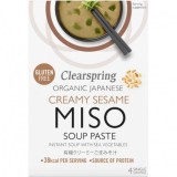 Clearspring Pasta Miso Instant Bio cu Susan, 4x15g: Supa Crema Japoneza, Alge Wakame &amp; Kombu, Vegan, Fara Gluten