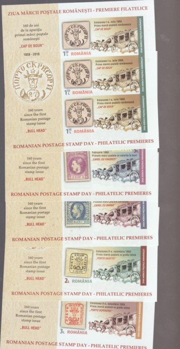 ROMANIA 2018 ZIUA MARCII POSTALE Set 5 blocuri nedantelate cu 3 timbre LP2201a r