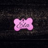 Medalion de siguranță roz pentru c&acirc;ini sau pisici, personalizare inclusă