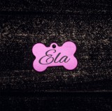 Medalion de siguranță roz pentru c&acirc;ini sau pisici, personalizare inclusă
