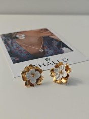 CERCEI THALLO (COLECTIA BELLA) PLACATI CU AUR 24K, LUCRATI MANUAL, MODEL FLORAL foto