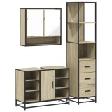 Cumpara ieftin Set de mobilier de baie din 3 piese din lemn de stejar Sonoma