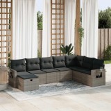 vidaXL Set canapele de grădină cu perne, 8 piese, gri, poliratan 3325536