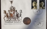 GERMANIA DEMOCRATA - FDC SI MONEDA UNC 5 MARK 1988, POARTA BRANDENBURG, MAI RARA, Europa