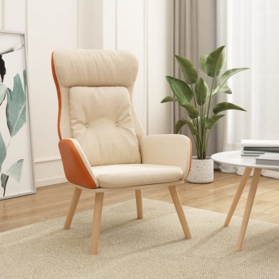 vidaXL Scaun de relaxare, crem, material textil și PVC foto