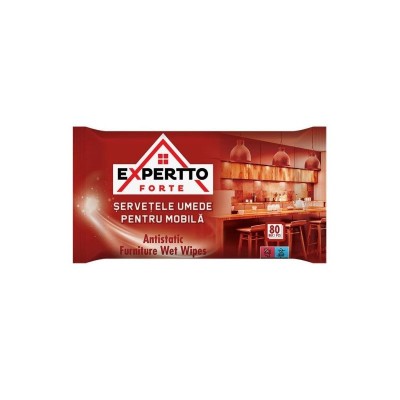 Servetele umede pentru mobila si suprafete din lemn, Expertto Forte, 80 buc foto