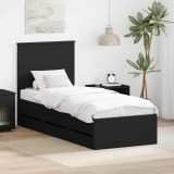 Cumpara ieftin Cadru de pat cu sertar Negru 90 x 200 cm Lemn Ingineresc